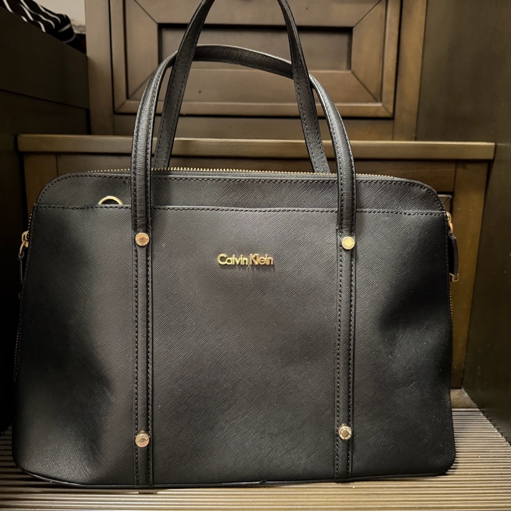 Calvin Klein Black Leather Briefcase